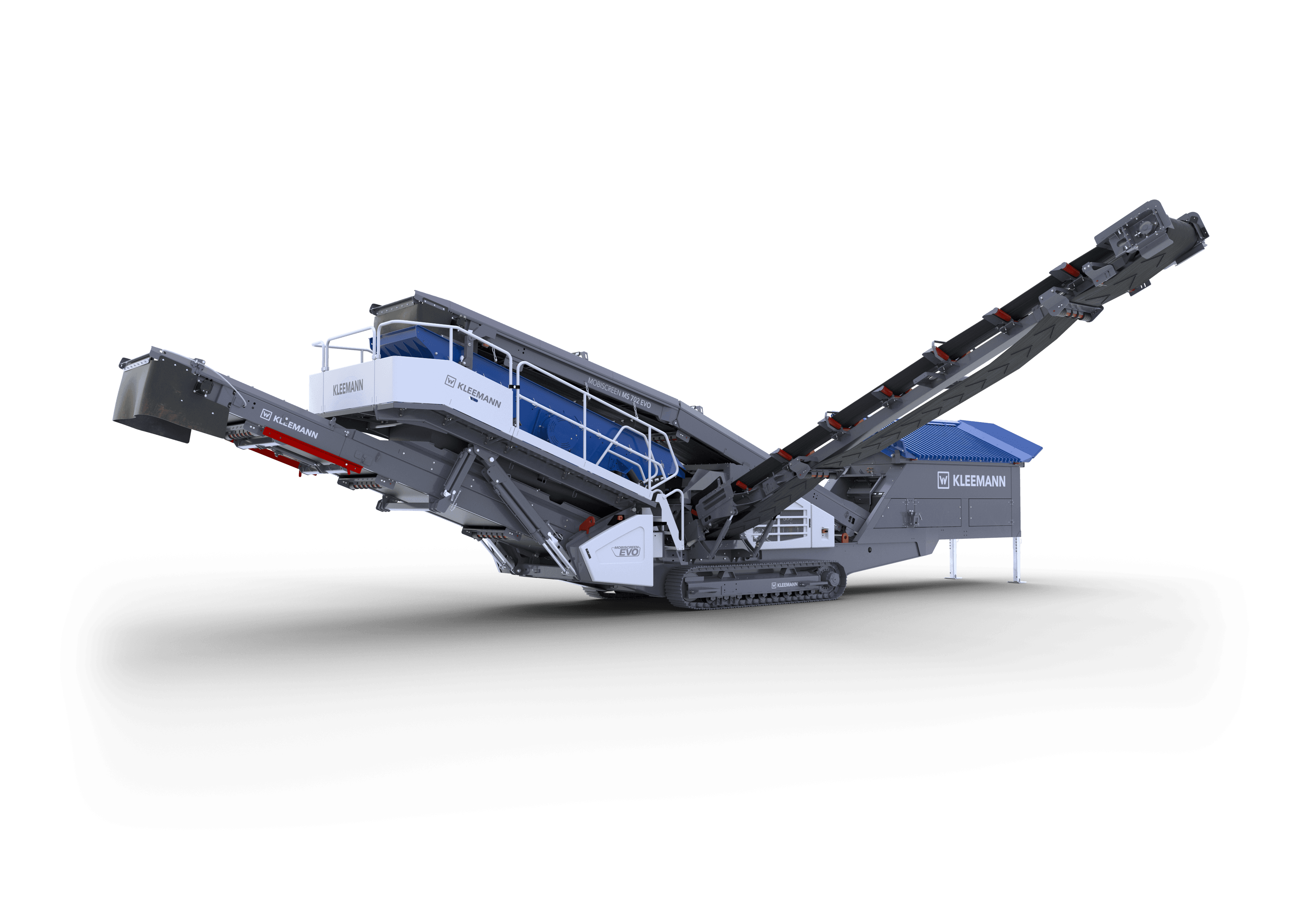 The Kleemann MOBISCREEN MSC 702 EVO is a compact mobile classifying screen featuring a double-deck screen box, tracked undercarriage, and available Dual Power (electric) drive option, designed for producing precisely graded final products in natural stone and recycling applications.