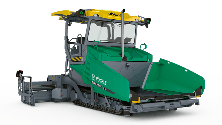 The Vögele SUPER 1900-5 X is a crawler-type asphalt paver featuring a wide tracked undercarriage, high-capacity hopper, and advanced AB 500 screed system engineered for precise, high-productivity paving on medium-to-large road construction projects.