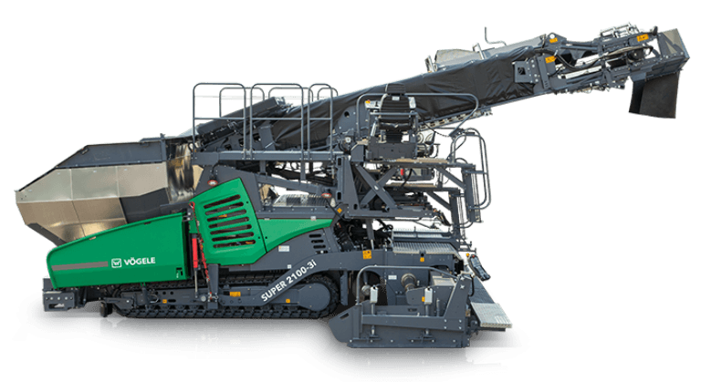 he Vögele SUPER 2100-3i IP is a large-class tracked asphalt paver featuring an "InLine Pave" integrated compaction system combined with its screed unit, enabling paving and initial compaction in a single pass for high-quality, high-productivity road construction.