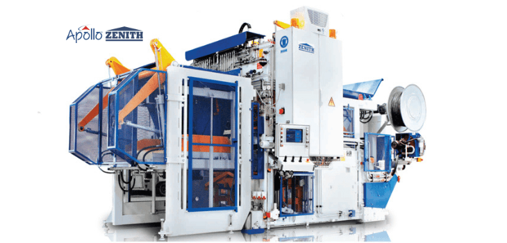Apollo Zenith ZN 1500 is a high-capacity, fully automatic concrete block making machine, featuring a robust hydraulic pressing unit, multi-station mould handling, and integrated conveyor system engineered for large-scale, continuous production of concrete blocks and pavers.